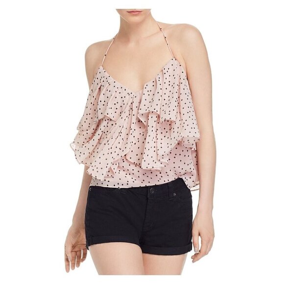 WAYF Pink Polka Dot Halter Top Small - Picture 1 of 9
